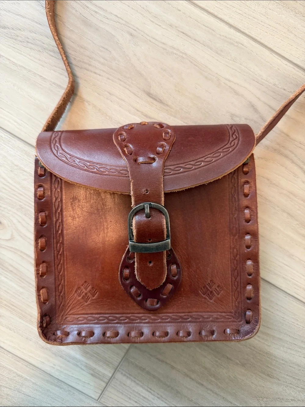 Zara 100% Leather Crossbody Bag in Brown